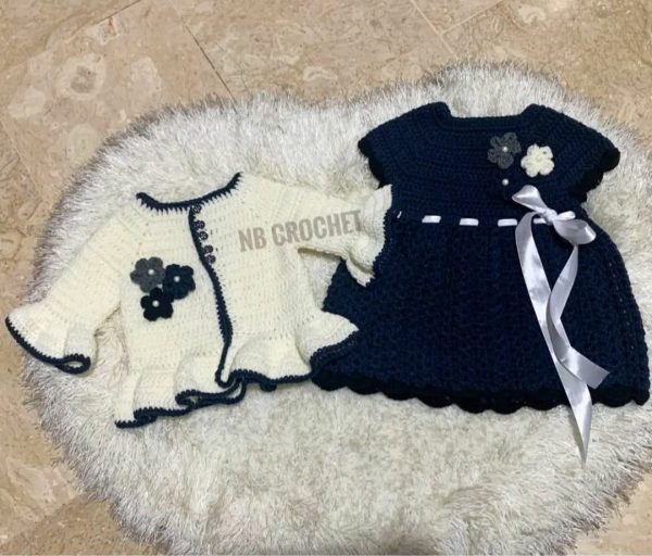 Crochet frock and jacket 2-pc