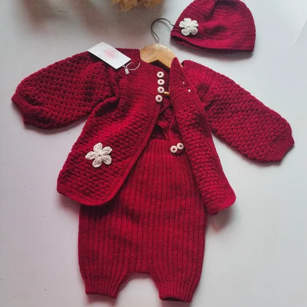 Crochet baby dungree set