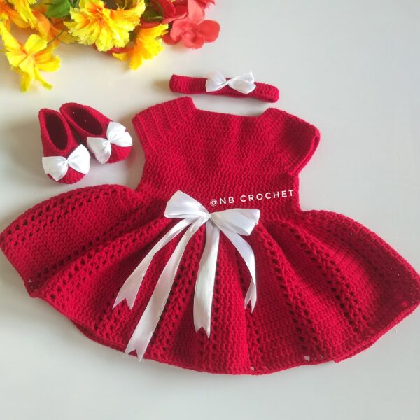 Crochet baby frock set